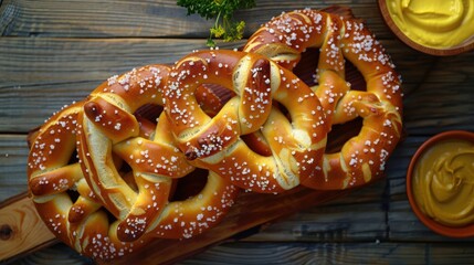  Traditional Soft Pretzels with Coarse Salt and Mustard