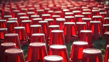 Naklejka premium Red chairs for a gathering