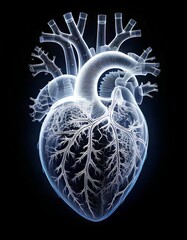 Obraz premium Stylized x-ray of a healthy human heart showing veins and arteries