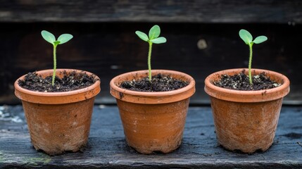 A step-by-step instructional setup for growing flowers in pots from seedlings.