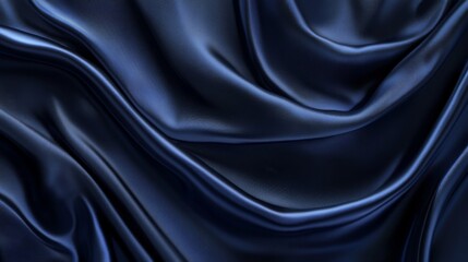Fototapeta premium Dark Blue Draped Silk Fabric Texture