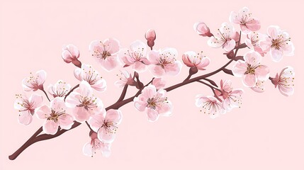 Delicate pink cherry blossoms on a branch