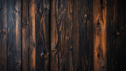 Obraz premium Dark wood texture backdrop featuring an aged natural pattern, surface of retro plank wood, Plywood texture, Natural pattern with attractive wooden grain, wooden boards, Grunge wood panel.