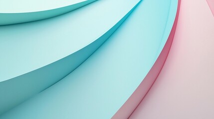Abstract pastel pink and blue curved layers background.