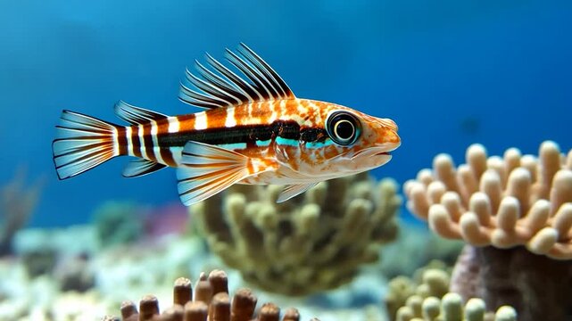 Colorful tropical fish swimming gracefully among vibrant coral reefs in a clear ocean environment