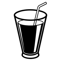 Silhouette of Glass of Orange Juice - Black Vector Illustration