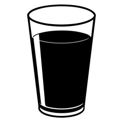 Silhouette of Glass of Orange Juice - Black Vector Illustration