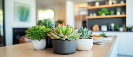 Succulent Decor in Minimalist Kitchen 