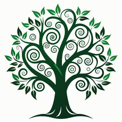 A beautifully designed decorative tree silhouette with artistic swirling branches and leaves
