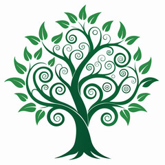 Obraz premium A beautifully designed decorative tree silhouette with artistic swirling branches and leaves