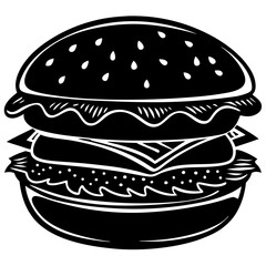 Silhouette of a Black Hamburger - Vector Icon Design