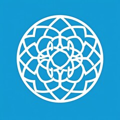 Naklejka premium White Circular Geometric Pattern Centered Against a Blue Background