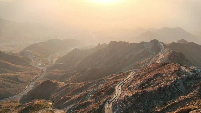 Al Taif drone 4k video Aerial view, Al Hada Mountain in Taif City top view, Saudi Arabia with Beautiful View of Mountains and Al Hada road to Mecca, Saudi tourism
