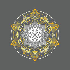 Fototapeta premium Elegant Golden Mandala on Dark Background – Sacred Geometry, Spiritual Art & Meditation Design