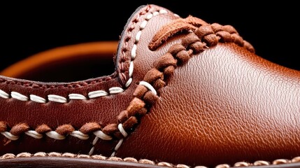 Fototapeta premium Close-up brown leather shoe detail