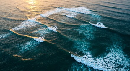 Aerial view of ocean waves forming perfect symmetrical patterns, Sea, beach, wave, symmetry