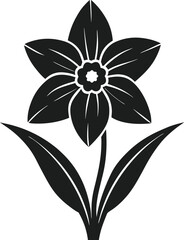 Elegant Daffodil Flower Silhouette Vector - Spring Floral Illustration