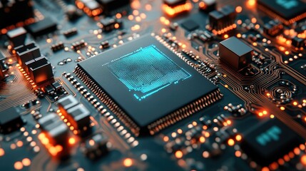 Fototapeta premium High-tech CPU on circuit board