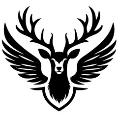 Silhouette portrait of a winged deer