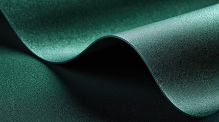 gracefully curved layers of luxurious green fabric showcasing an exquisite interplay of light and texture in a captivating manner