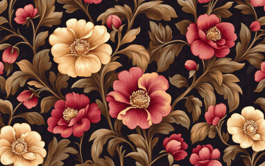 Fototapeta premium Retro style floral texture art background 