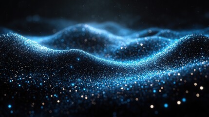 Abstract digital landscape of shimmering particles