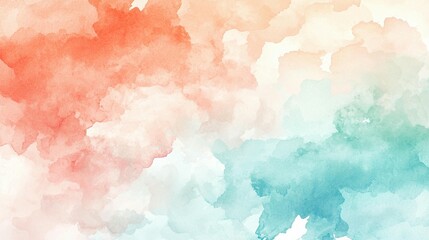 Abstract watercolor background with orange, pink, and teal color blends.