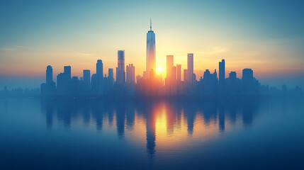 sunrise over the city