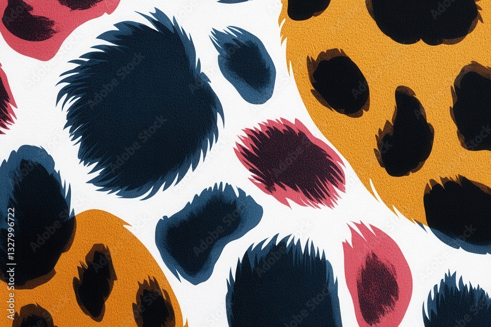 Aufkleber vibrant abstract illustration of animal patterns featuring bold leopard spots and colorful fur textu