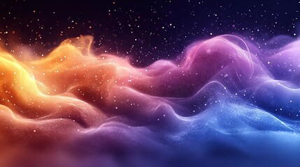 Fototapeta premium Abstract swirling nebula of vibrant colors, glowing particles and dynamic movement