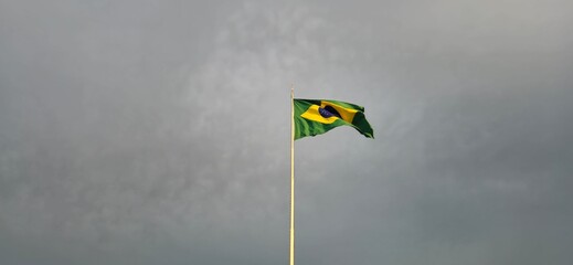 Brazilian flag waving in the wind