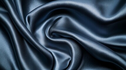 Obraz premium Close-up of dark gray silk fabric with elegant folds and smooth texture.