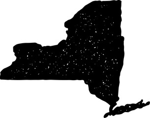 New York State Map Vintage Black