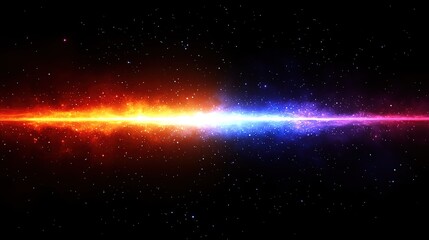 Fiery and icy cosmic collision.  A vibrant display of contrasting hot and cold energy colliding in space