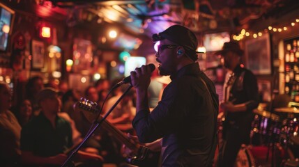 Band Performing in a Bar with Audience