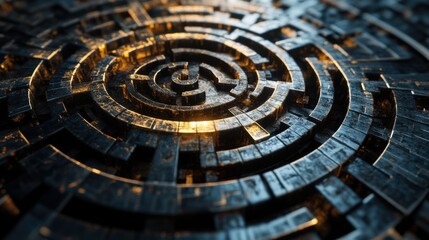 Circular Metallic Labyrinth Close-Up