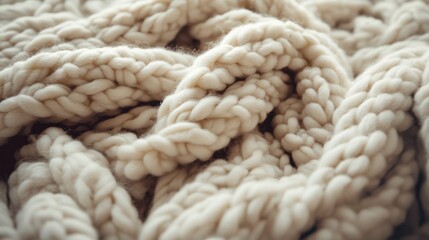 Close-up of Beige Knitted Blanket