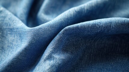 Folded Blue Woven Fabric Close-Up