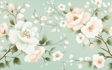 Fototapeta premium Retro style floral texture art background