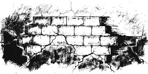 Texture grunge black or white of grunge stain old wall cracks dust and scratches old wall texture vector background.
