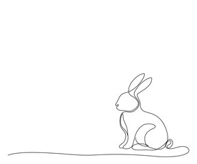 Minimalistyczny królik i jajko wielkanocne. Sylwetka uroczego zająca w prostym stylu. Ilustracja wektorowa. © Monika