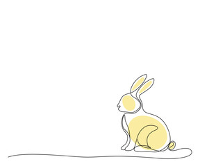 Minimalistyczny królik i jajko wielkanocne. Sylwetka uroczego zająca w prostym stylu. Ilustracja wektorowa. © Monika