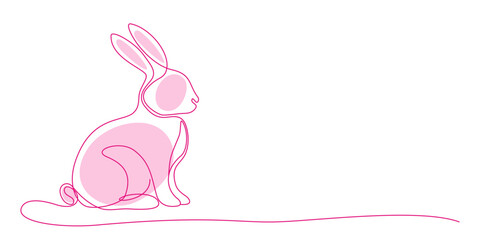 Minimalistyczny królik i jajko wielkanocne. Sylwetka uroczego zająca w prostym stylu. Ilustracja wektorowa. © Monika