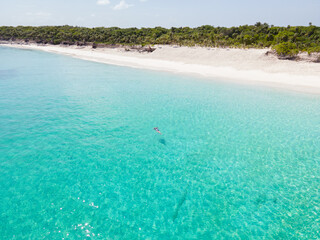Pink Island in the Bahamas with Exotic Water on a Virgin Tropical Island