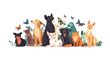 Exquisite Animal Conservation Illustration Concept on White Background for Projects