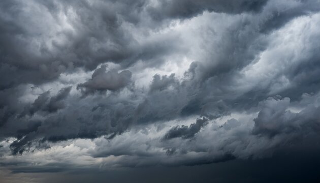 Moody overcast sky background, fleecy clouds texture, ominous skies in cold windy weather-