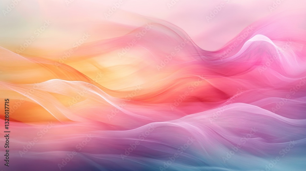 Poster colorful abstract illustration of flowing water with soft pink and blue hues evoking a sense of tran