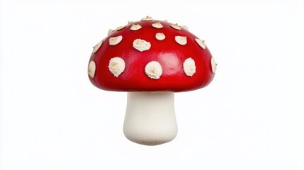 Vibrant Red Mushroom with White Spots on a Plain Background