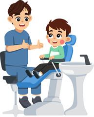 a Dentist Giving Thumbs Up to a Kid on Dental Patient Chair