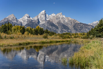 Schwabacher Landing / Snake River, Grand Teton National Park，Wyoming. Teton Range is Fault-block mountains